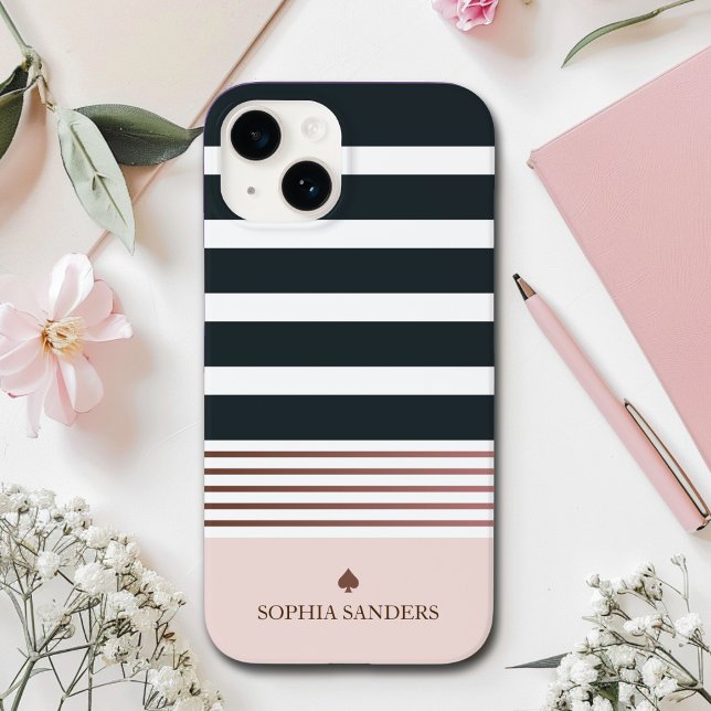 Personalized Minimalist Black Stripes Pattern Case-Mate iPhone 14 Hülle (Von Creator hochgeladen)