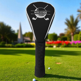 Personalized Minimalist Golfer Name Black Golf Headcover