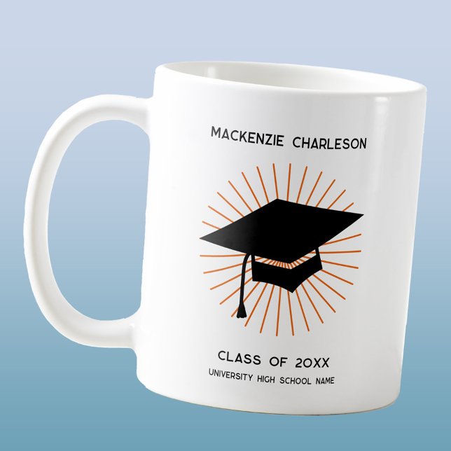 Personalized Minimalist Graduation Cap Kaffeetasse (Modern minimalist graduation cap personalized graduate class of  year coffee mug keepsake)