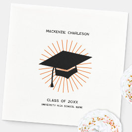 Personalized Minimalist Graduation Cap Party Serviette