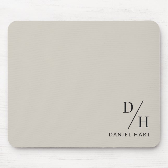 Personalized Minimalist Initial Name Beige Mousepad (Vorne)
