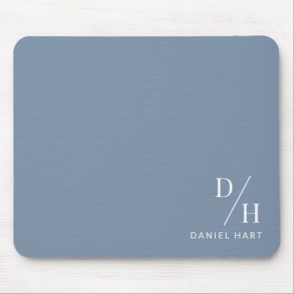 Personalized Minimalist Initial Name Dusty Blue Mousepad
