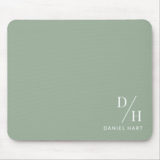 Personalized Minimalist Initial Name Sage Green Mousepad