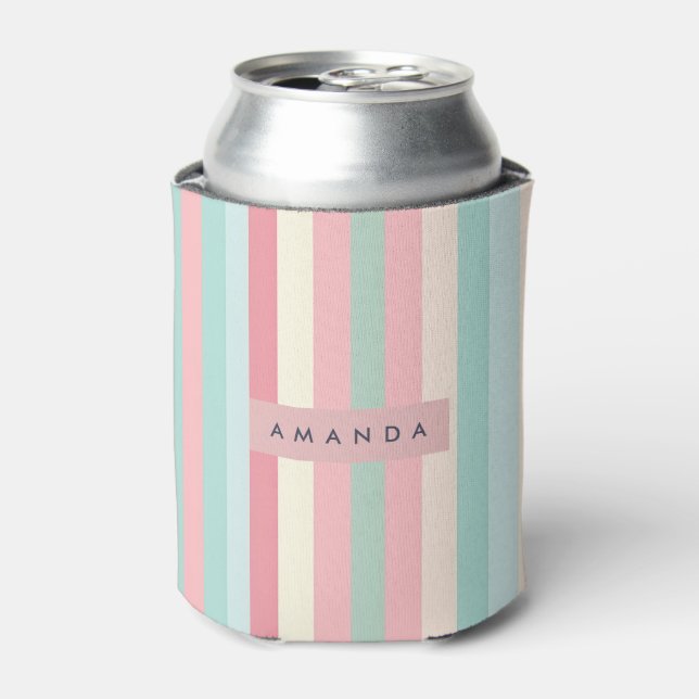 Personalized Minimalist Pastel Stripes  Dosenkühler (Kanne Vorderseite)