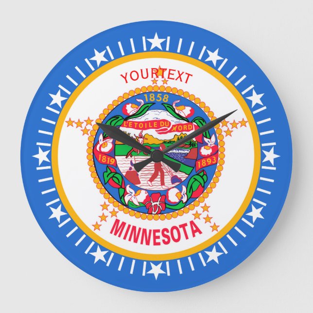 Personalized Minnesota State Flag Design Große Wanduhr (Vorderseite)