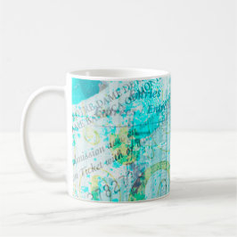 Personalized Mixed Media Coffee Mug in Blue/Green Kaffeetasse