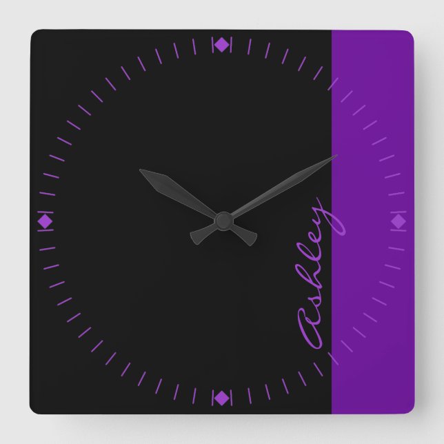 Personalized Modern 519 Purple Quadratische Wanduhr (Vorderseite)