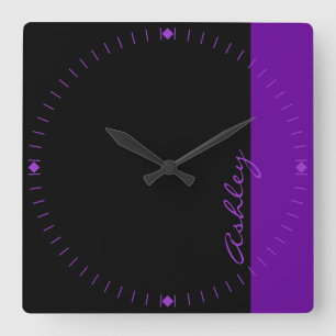 Personalized Modern 519 Purple Quadratische Wanduhr
