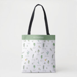 Personalized Modern Botanical Tote Bag Tasche