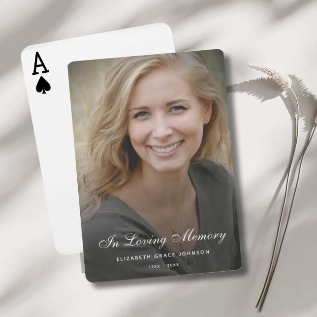 Personalized Modern Celebration of Life Funeral Spielkarten (Photo Memorial Playing Cards)