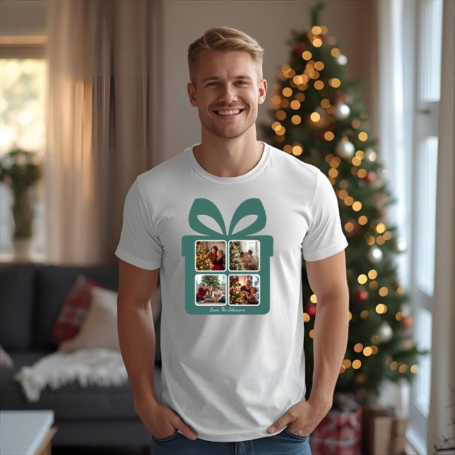 Personalized Modern Christmas Photo Gift Box  T-Shirt (Von Creator hochgeladen)