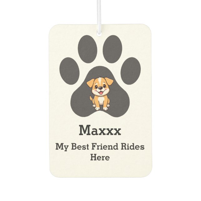 Personalized Modern Elegant Funny Pet Paw Dog Name Autolufterfrischer (Vorderseite)