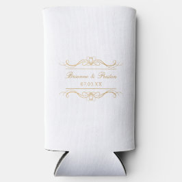 Personalized Modern Elegant Gold Swirl Monogram Selters Dosenkühler