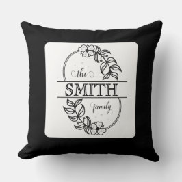  Personalized Modern Floral Family Name Monogram Kissen