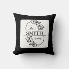  Personalized Modern Floral Family Name Monogram Kissen