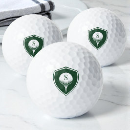 Personalized Modern Golfer Green Initial Monogram Golfball