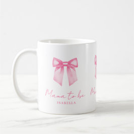 Personalized Modern Mama To Be Pink Bow Mug