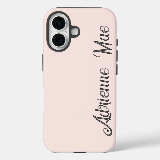Personalized Modern Script Baby Pink Blush iPhone 16 Hülle (Rückseite)