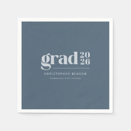 Personalized Modern Slate Blue 2026 Graduation Serviette