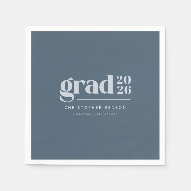 Personalized Modern Slate Blue 2026 Graduation Serviette (Vorderseite)