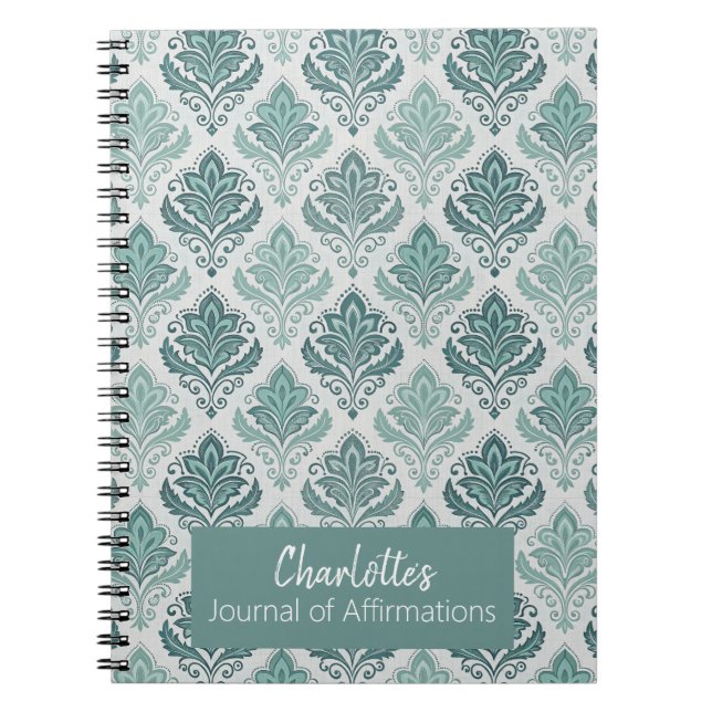 Personalized Modern Teal Nordic Damask Notizblock (Vorderseite)