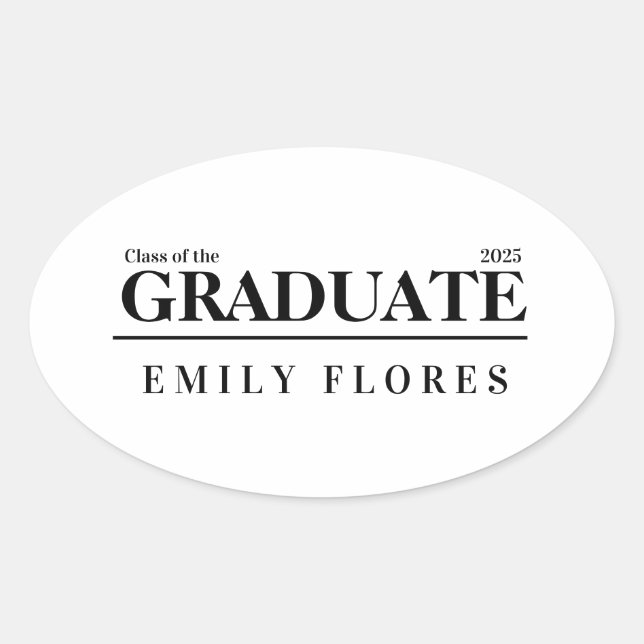 Personalized Modern trendy graduate class of 2025 Ovaler Aufkleber (Vorderseite)