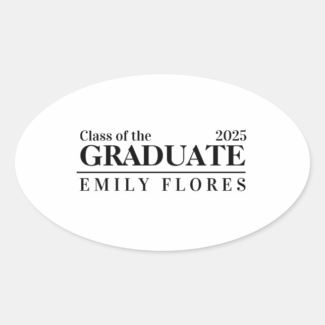 Personalized Modern trendy graduate class of 2025 Ovaler Aufkleber (Vorderseite)