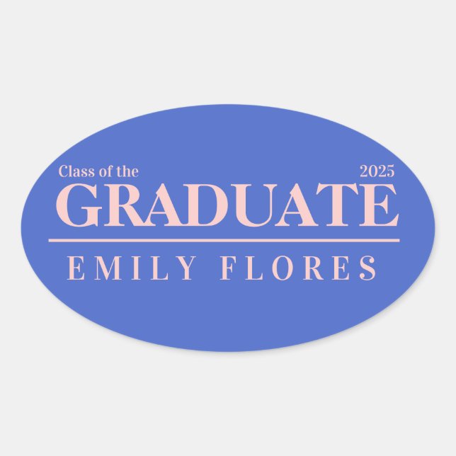 Personalized Modern trendy graduate class of 2025 Ovaler Aufkleber (Vorderseite)