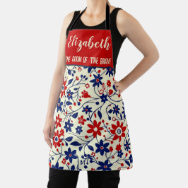 Personalized Mom Home Cook Brave Floral Schürze