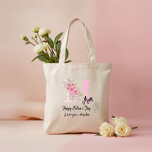 Personalized Mom Initial Tote Bag