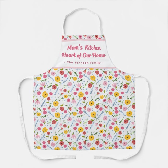 Personalized Mom’s Kitchen Floral Apron Gift Schürze (Vorderseite)