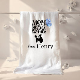 Personalized Mom Typography Bath Towel Badehandtuch