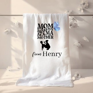 Personalized Mom Typography Bath Towel Badehandtuch