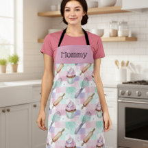 Personalized Mommy Adult Apron Pastel Cupcake Crew