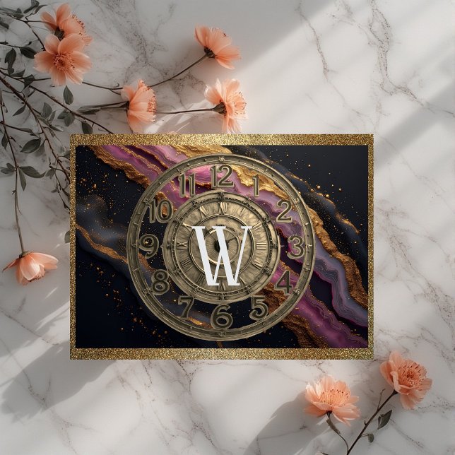 Personalized Monogram Agate Pink Rustic Metal Luxe Schneidebrett (Personalized Monogram Agate Pink Rustic Metal Luxe Cutting Board)