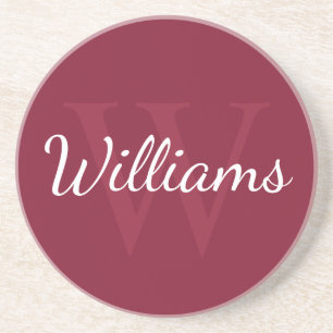 Personalized Monogram and Name Burgundy Red Getränkeuntersetzer