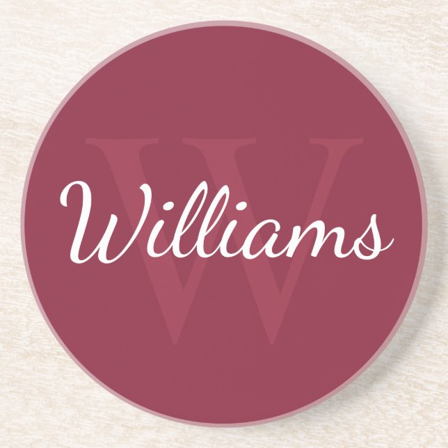Personalized Monogram and Name Burgundy Red Getränkeuntersetzer (Vorne)