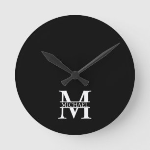 Personalized Monogram and Name Runde Wanduhr