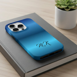 Personalized Monogram Blue IPhone Case for Him 14 Pro Hülle