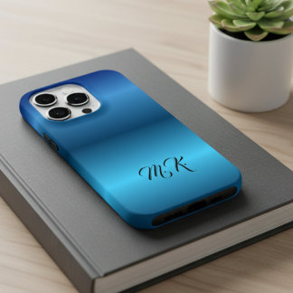 Personalized Monogram Blue IPhone Case for Him 14 Pro Hülle