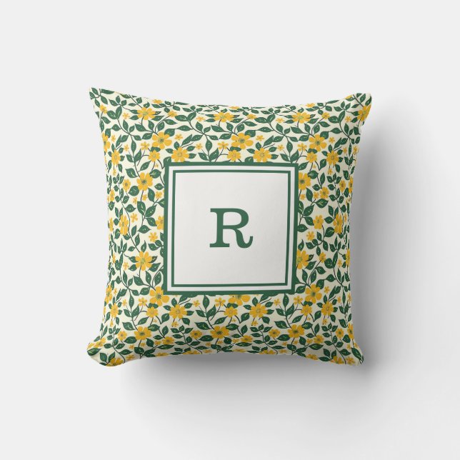 Personalized Monogram – Elegant Modern Floral  Kissen (Vorderseite)