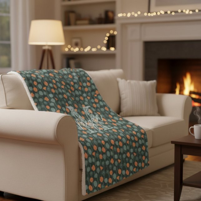 Personalized Monogram Floral Doodle Fleece Blanket Sherpadecke (Von Creator hochgeladen)