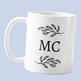 Personalized Monogram Initials Botanical Leaf Art Kaffeetasse
