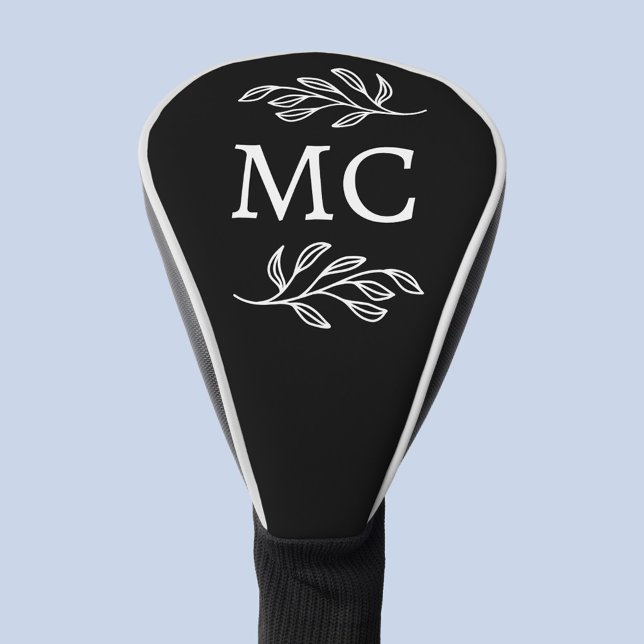 Personalized Monogram Initials Botanical Leaf Golf Headcover (Personalized monogram initial botanical leaf art minimalist golf head cover)