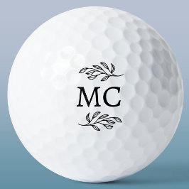 Personalized Monogram Initials Botanical Leaf Golfball