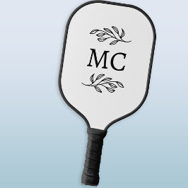 Personalized Monogram Initials Botanical Leaf Pickleball Schläger