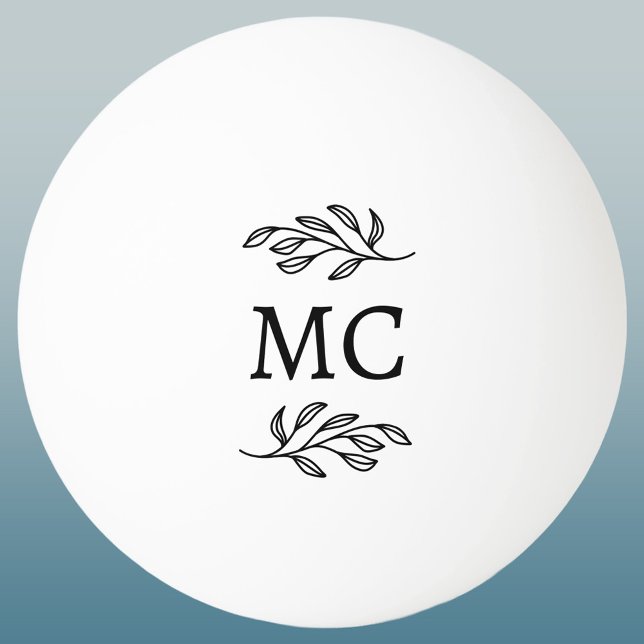 Personalized Monogram Initials Botanical Leaf Tischtennisball (Modern personalized monogram initials botanical leaf sprig ping pong ball)