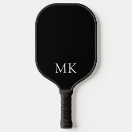 Personalized Monogram Initials Modern Black White Pickleball Schläger