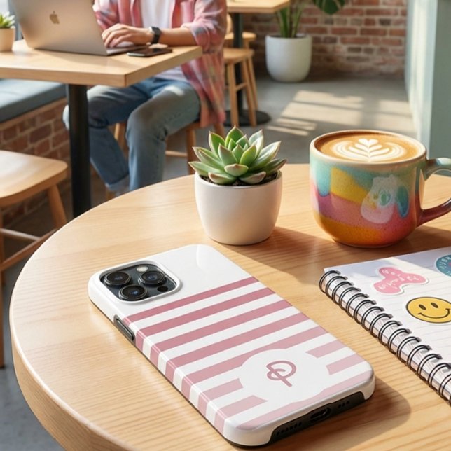 Personalized Monogram Minimal Striped Modern Desig Case-Mate iPhone Hülle (Von Creator hochgeladen)