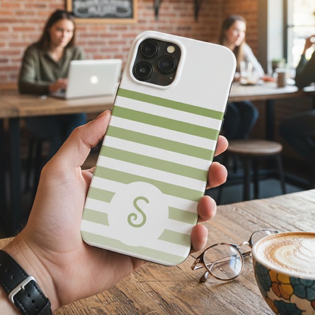 Personalized Monogram Minimal Striped Modern Desig Case-Mate iPhone Hülle (Von Creator hochgeladen)